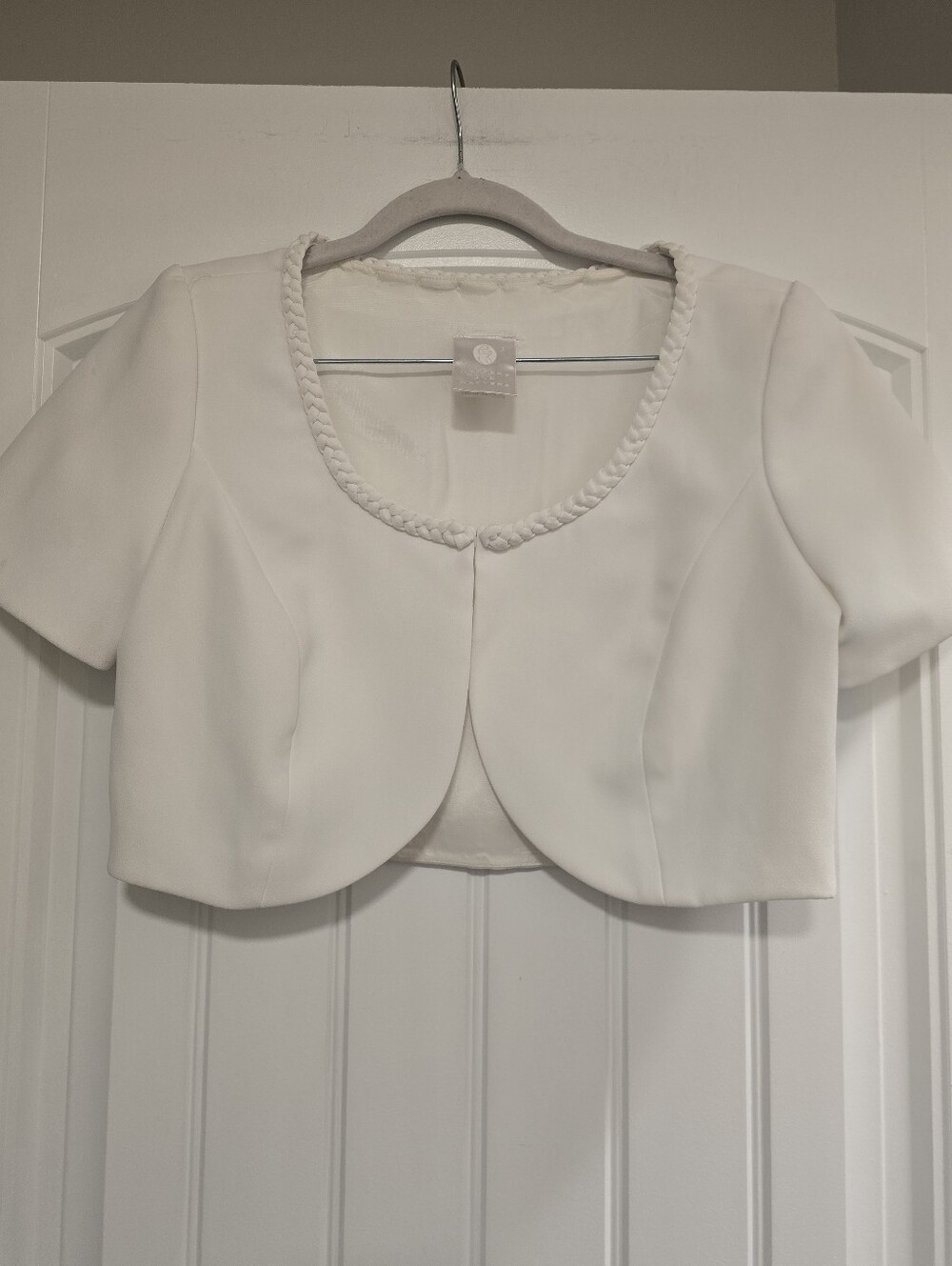 Vintage 1990s Watters & Watters cropped bridal bolero jacket With Braided Accent